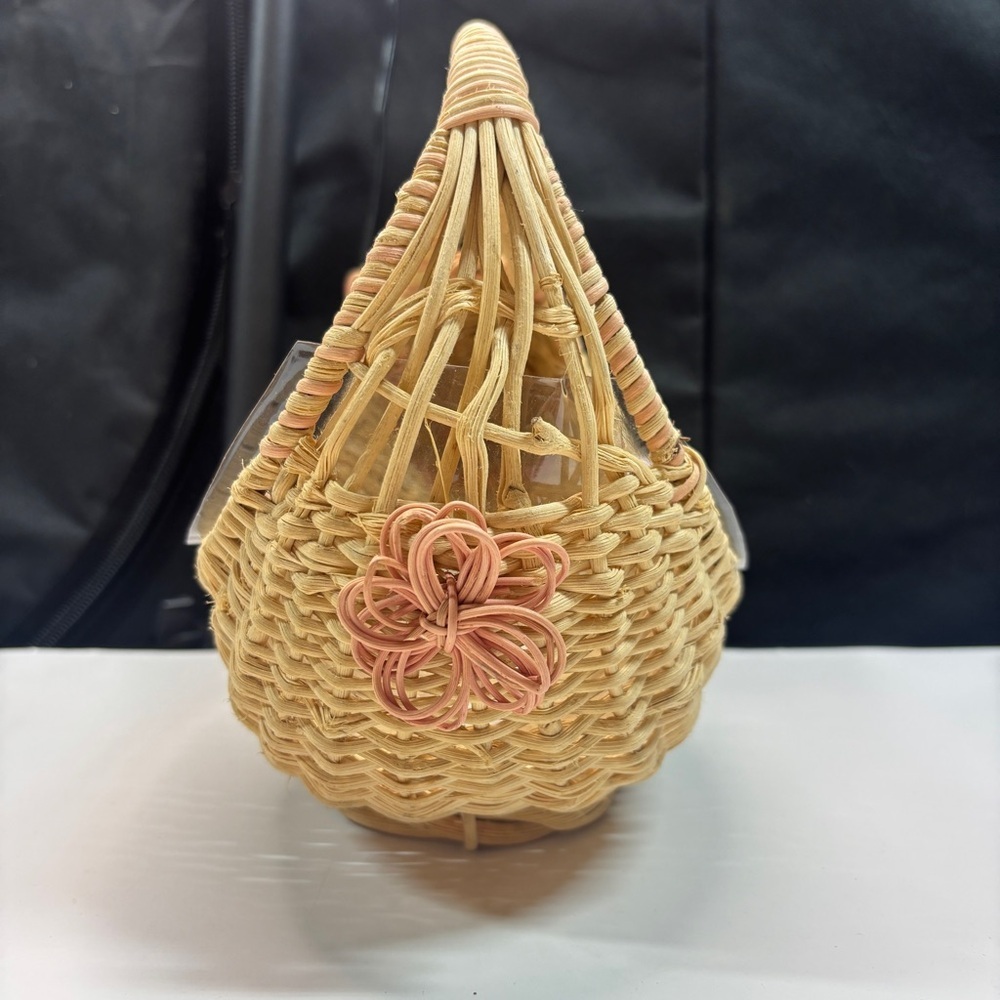 Bunny Rabbit Shaped Wicker Basket Easter Spring Home Decor Liner Vintage - Picture 4 of 10